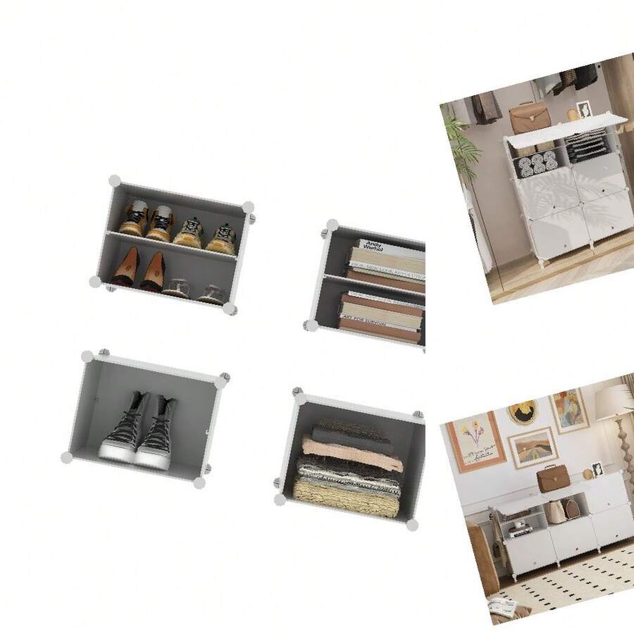 6-Tier White Shoe Storage Cabinet With Slab Door, Freestanding Organizer For Bedroom, Closet & Hallway