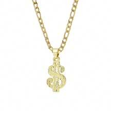 dollrinboy 1 件 14K 镀金美元符号吊坠项链，男女适用，精致不锈钢链项链，万圣节配饰礼物 - 錢 - 查看 9