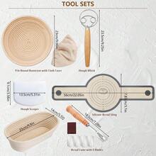 Banneton Bread Proofing Basket Sourdough Bread Baking Supplies, Sourdough Starter Kit With 9" Round Banneton Baskets, Bread Lame, Sling, Dough Whisk - Multicolor - View 2