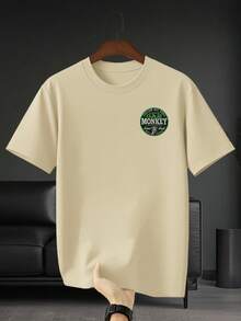 Gas Monkey Garage D All As Tee , Men's Double-Sided Printed Fashionable Casual Crew Neck 220gsm Pure Cotton T-Shirt(1 PC) - 杏色 - 查看 2