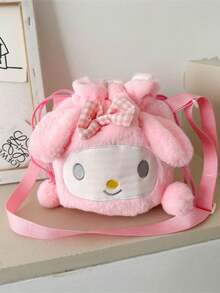 Sanrio 1 PC Sanrio Cinnamon Dog Kuromi Plush Drawstring Bag Bucket Bag Crossbody Bag Cartoon Bag Shoulder Bag