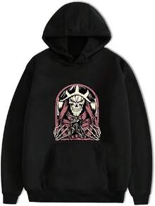 Anime Overlord Hoodie Momonga Pullover Albedo Long Sleeve Hoodie Ainz Ooal Gown Sweatshirt With Kangaroos Pocket(4) - Black - View 1
