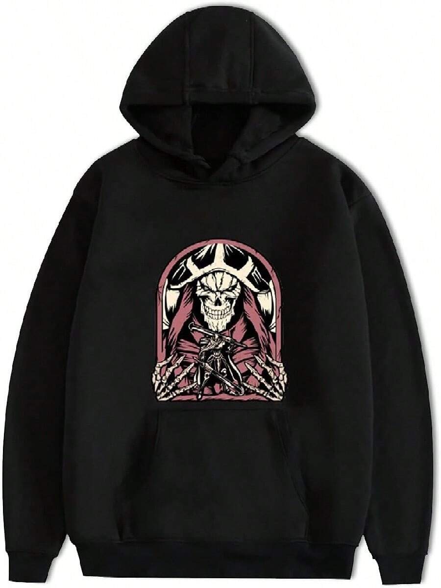 Anime Overlord Hoodie Momonga Pullover Albedo Long Sleeve Hoodie Ainz Ooal Gown Sweatshirt With Kangaroos Pocket(4) - Black - View 1