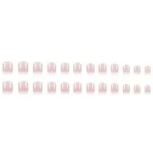 24pcs Short Square Press On Nails, Glossy French Ombre Gradient False Nails, Natural Nude White Fake Nails Kit With Jelly Glue & File - hồng - Xem 7