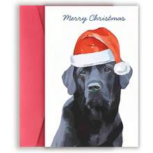 1 pezzo, Carta di Natale affascinante con Labrador nero e busta. - Perfetta per famiglia e amici, design festivo, regalo ideale per gli amanti degli animali domestici (12cm/4.7in X 17cm/6.7in)