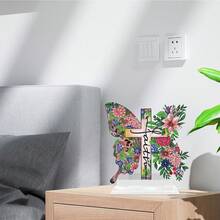 Kit de pictură cu diamant 2D plat, 1 buc., DIY, pentru adulți, pentru obiecte de birou, model cruce și fluture floral, potrivit pentru începători, decorativ pentru Halloween, Crăciun, cadouri de Ziua Îndrăgostiților, cadou ideal