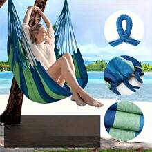 1-Pack Vibrant Colorful Cloth Hammocks With Anti-Rollover Design, Tree-Friendly Straps & Portable Storage Bag - Durable Non- Fabric For Outdoor, Indoor, Camping Use, Hammock For Camping, Indoor Hanging, Striped Pattern, Sturdy Rope Included