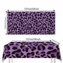 1/3pcs Leopard Print Plastic Tablecloth, Purple/Red/Pink Leopard Pattern, Disposable Hunting Animal Leopard Print Party Decoration, Bridal Shower, Wedding, Birthday Party Supplies