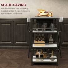 HOMCOM ThreePie Kitchen Dining Set With Shees Grey Black - LIGHT GREY1 - View 7