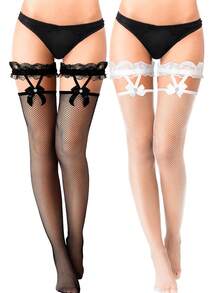 半双装女士渔网袜性感过膝连裤袜圣诞礼物 - 鏤空長襪 - 查看 6