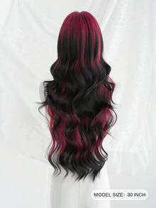 NAMM 30 Inch Red Ombre Black Long Wavy Wig Loose Long Body Wave Wig For Women , Gorgeous Fluffy Synthetic Wig With Bangs Natural Appearance Very Soft Synthetic Heat Resistant Fiber Hair, Beautiful Full Machine Hair Wig Suitable For Fashion Girls Daily,Anime Or Costume Cosplay Decoration,Music Festival Dance Party Street Wear Use(Gradient Black White) - Màu đỏ ombre - Xem 2