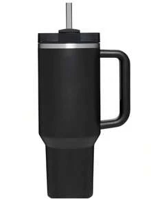 1pc,40 Oz H2.0 Cup, 40oz Cup Stainless Steel Vacuum Insulated Tumbler With Lid And Straw For Water, Iced Tea Or Coffee, Smoothie And More, 40oz Reusable Double Walled Vacuum Insulated Stainless Steel Water Bottle With Handle For Outdoor Activities, Camping - Black - View 8