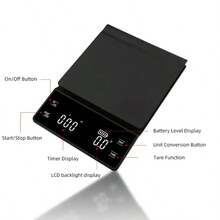 0.1克高精度LED显示电子秤，手冲咖啡秤，家用及商用，邮政及烘焙，出口，不含电池 - 彩色 - 查看 7