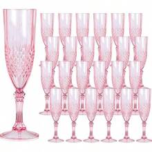 Copas de champán de plástico, copas de vino de plástico azul, copas de champán reutilizables para bodas, despedidas de soltero, brindis y eventos. - Rosa - Ver 1