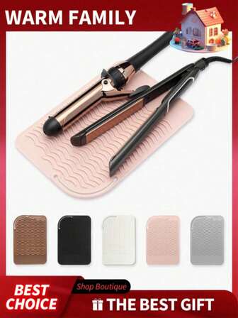 卷发棒隔热垫 - 美发造型工具硅胶隔热垫 - 卷发棒支架和收纳垫 - 化妆台隔热垫 - 耐用台面隔热工具垫 - 适用于直板夹和卷发棒的隔热垫 - 化妆台美发工具收纳盒 - 适用于卷发棒的硅胶隔热垫