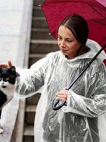 1/5/10/15 piezas Ponchos de lluvia desechables de uso intensivo con capucha, capas de lluvia impermeables portátiles adecuadas para viajes, actividades al aire libre, artículos de viaje desechables transparentes de un solo uso, necesidades de hotel, artículos esenciales para exteriores, suministros para habitaciones, viajes a la playa, tamaño mini, artículos desechables para el período, accesorios de baño