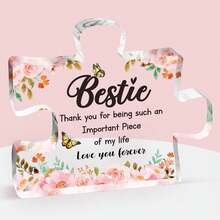 Best Gift For Grandma, Mom, Aunt And Sister - Puzzle-Shaped Acrylic Decor, Elegant Pink Flower And Butterfly Design, Conveys Love, Simple Home Decor, Thoughtful Gift For Desk Or Bookshelf, Perfect For Birthday, Thanksgiving, Mother's Day - Pink - View 16