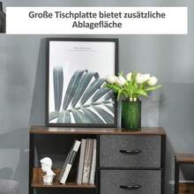 Cassettiera portaoggetti, 3 cassetti in tessuto, ripiani, struttura in metallo, marrone+grigio