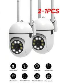GENAI 2PC 1080P HD Outdoor Camera, PTZ With Cloud And TF Card Storage, Motion Detection And Night Vision, Home Entrance Monitoring, Garden Surveillance, Ideal Gift For Home - 彩色 - 查看 11