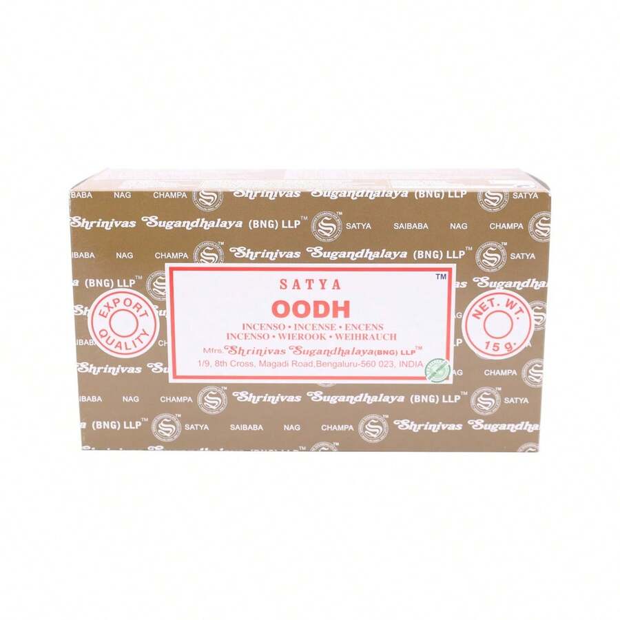 satya Incienso Oodh – Pack de 12 Cajas x 15g | Incienso Natural Artesanal de India | Aroma Intenso y Amaderado | Ideal para Meditación, Yoga, Aromaterapia y Relajación  ✅ Entrega de 1-3 días - 12 cajitas de 15 g - Ver 1