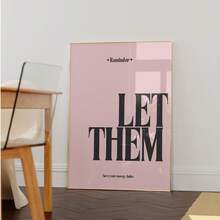 1 件无框黑色和粉色“Let Them”波普艺术印刷品，女孩房间的极简主义艺术海报，赋权墙面装饰，少女宿舍房间美学，卧室、客厅、宿舍的粉色房间装饰 | 房间装饰海报，Funkyposters，Laufey，音乐海报，墙面印刷品，宿舍必需品 - 粉色 - 查看 5