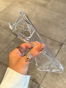 1pc Line Art Cat Paw Slogan English Transparent Phone Case, Cat Ear Design Air Cushion Anti-Drop Precise Holes TPU 1.5mm Soft Shell, Cat Ear Lanyard Strap Compatible With IPhone 17/17Pro/17AIR/17PROMAX/16E, 17E/16/16Pro/16PLUS/16Promax/15Promax/11/12/13/14/15Plus/15Pro/14Pro/13Pro - Multicolor - View 5