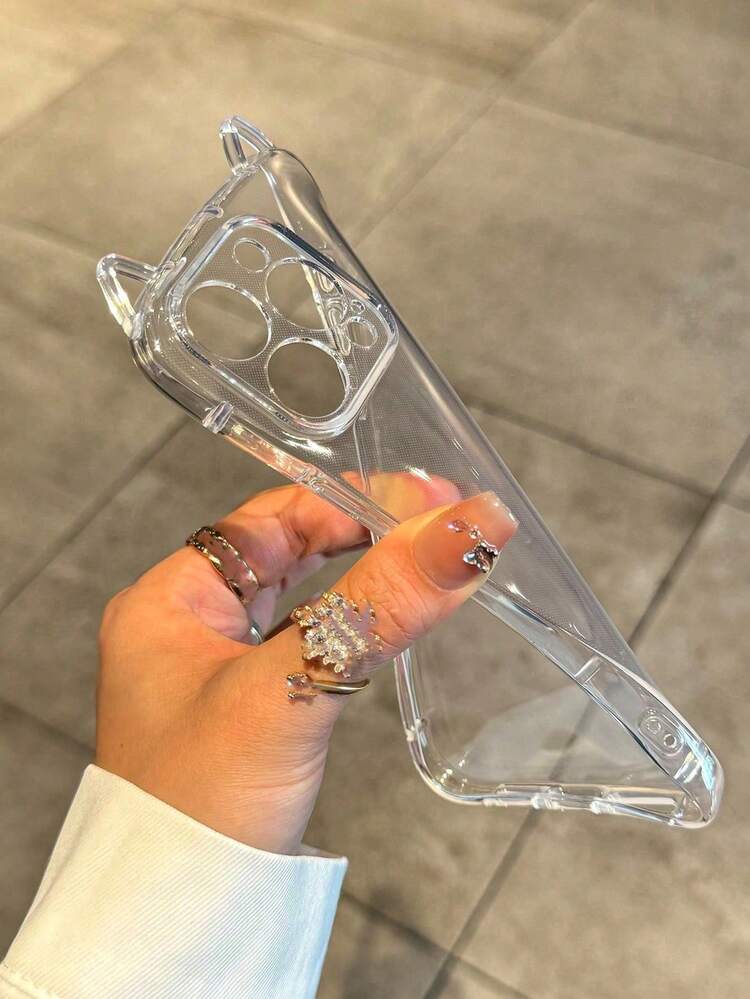 1 قطعة غطاء هاتف شفاف مع رسم خطي لبصمة قط وشعار إنجليزي، تصميم أذن قط مع وسادة هوائية مضادة للسقوط وفتحات دقيقة، غطاء TPU ناعم سمك 1.5 مم، متوافق مع سلسلة هواتف آيفون 17/17 برو/17 إير/17 برو ماكس/16/16 برو/16 بلس/16 برو ماكس/15 برو ماكس/11/12/13/14/15 بلس/15 برو/14 برو/13 برو/16E - متعدد الألوان - مشاهدة 5