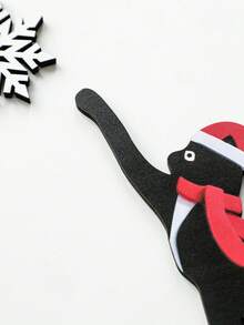 1 Stück Weihnachts-Schwarze-Katze Türdekoration, Weihnachtsmann Mütze Schal Schneeflocken Muster, Feiertags Türrahmen Dekoration, Haustier-Themen Feiertags Dekoration, Einzigartige Winter Heim Dekoration, Weihnachtsdekoration, Zimmer Dekoration - Verschiedenfarbig - Übersicht 7