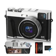 SONGDIAN 48MP 4K Digital Camera, Dual Front & Rear Cameras, Auto Focus, Flash, 16X Digital Zoom, 6-Axis Stabilization, 2.8" Large Screen, Suitable For Photography, Videography, Vlogging Or Selfie, Ideal For Beginners, Includes 32GB Memory Card And 1050mAh Battery