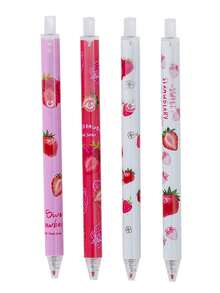 12 Stücke Cartoon Erdbeermuster Gelschreiber mit Rückzugsfunktion, Donut Duft, glatte Schreibweise, kein Tintenversagen, verschiedene Farben, Bürobedarf, Schülerbedarf, Schreibwaren, Prüfungsbedarf, kleine Trophäenpreise, kleine Schülerpreise (Zufallslieferung)