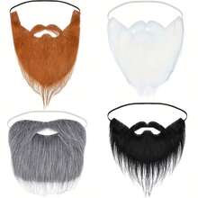 4pcs Interesting Fake Beards And Beard Sets, Suitable For Holiday Parties, Christmas, Parties And Birthdays. Act As Decoration Halloween Costume