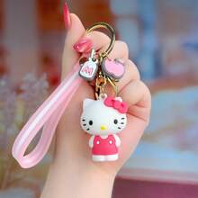 Sanrio Set de 3 llaveros 3D de personajes de Sanrio: Hello Kitty, My Melody, Pompompurin, Cinnamoroll, Kuromi. Colgantes de PVC de dibujos animados, accesorios ideales para bolsos, regalos para novias, mejores amigas, vuelta al cole, Navidad. Incluye portaidentificaciones, accesorios para el coche.