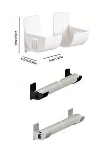 2/4pcs Adhesive Plastic Bag Holder And Wrap Dispenser Set, Wall-Mounted Kitchen Organizer For Cling Film And Trash Bags, Multipurpose No-Drill Cabinet And Refrigerator Side Storage Solution, Space-Saving For Plastic Bags, Wrap, And Roll Paper, Versatile Organizer For Kitchen & Bathroom, No-Drill Plastic Wrap And Garbage Bag Holder, For Birthday, Housewarming, Christmas