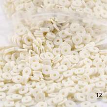 2000 piezas de cuentas de arcilla blanca para hacer pulseras, cuentas redondas planas de arcilla polimérica de 6 mm, cuentas espaciadoras Heishi para hacer joyas, aretes, pulseras, collares