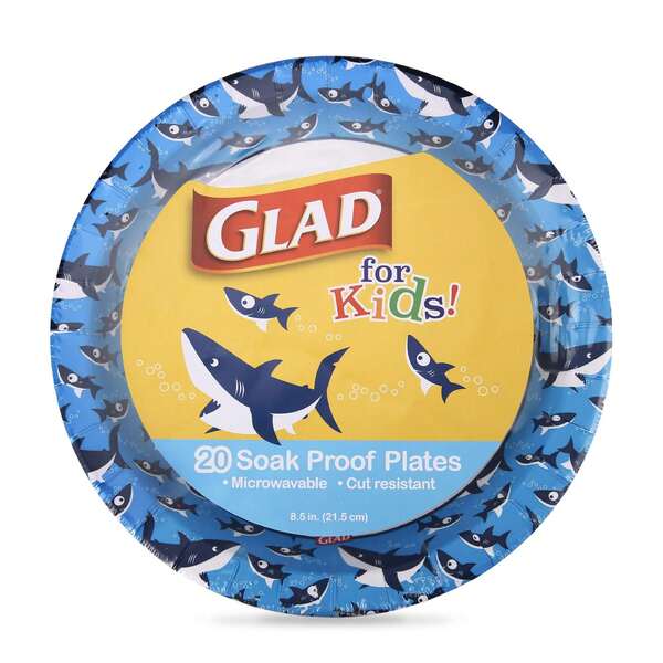 Cute Shark Design Paper Plates For Kids, 8.Product-Inch Disposable Plates, Heavy Duty & Soak Proof, 20 Count
