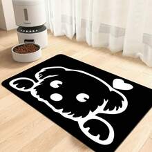 1pc Cartoon Dog Print Pet Feeding Mat - Non-Slip, Quick-Dry Dog And Cat Bowl Mat, Reusable Diatomite Pet Pad, Easy To Clean Drinking Area