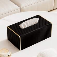 条纹 PU 皮革纸巾盒，北欧奢华风格酒店金边纸巾盒，适用于客厅卧室，创意大号餐巾纸分配器，母亲节礼物，家居浴室装饰，浴室收纳，秋季装饰，返校 - 彩色 - 查看 8