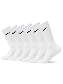 6/12 đôi tất thể thao chạy bộ cỡ lớn châu Âu màu đen trắng trơn, dài đến giữa bắp chân, làm từ chất liệu cotton, đa năng, thấm hút mồ hôi và thoáng khí. - Nhiều màu - Xem 7