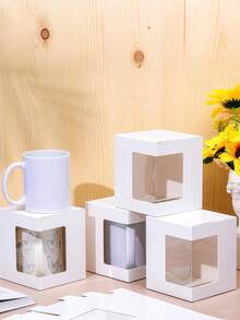12/6/2pcs Mug Gift Box, Coffee Cup Blank Packaging Box, Suitable For Sublimation Printing, 11oz, 12oz, 15oz Blank Ceramic Coffee Mug Gift Box (White) - White - View 8