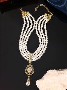 1 套手工制作的摩洛哥风格项链和耳环首饰套装，金属吊坠装饰，适合阿尔及利亚女性婚礼派对节日穿着 - 彩色 - 查看 4