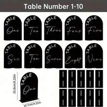 1 Set Acrylic Arch Shaped Number Place Cards, Party Decor Seating Cards, Wedding Table Numbers, Modern Wedding Ceremony & Reception Signage