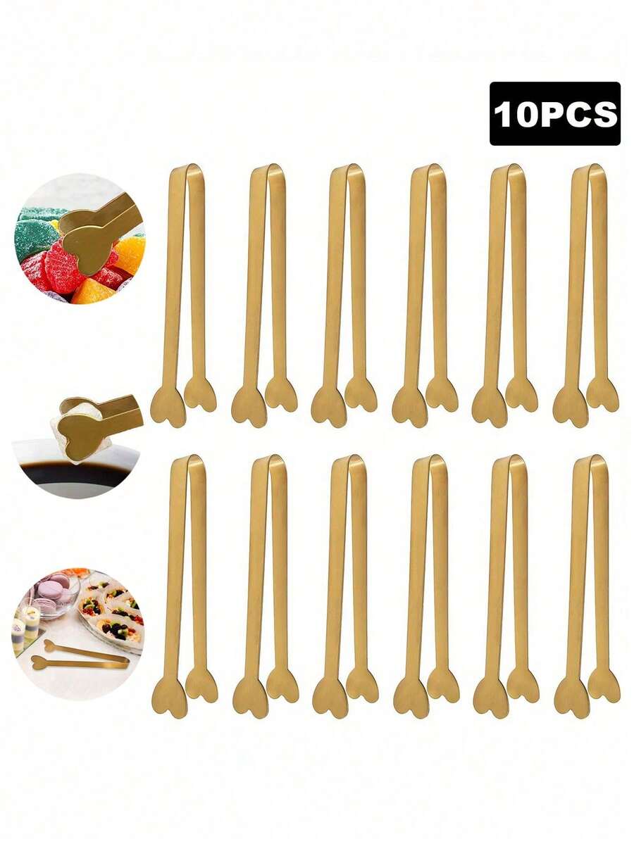 1/2/5 Peças Pegador de Açúcar em Formato de Coração de Aço Inoxidável, Clipe de Cozinha, Clipe de Doces e Sobremesas, Utensílios de Mesa para Festa, Utensílios de Mesa para Casamento
