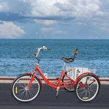 24 Zoll Erwachsene Dreiräder Fahrrad, 7 Geschwindigkeit Falten Erwachsene Trikes, Dreiräder, Kohlenstoffstahl Cruiser Fahrrad mit Korb und verstellbarem Sitz, Picknick Einkaufs Dreiräder für Senioren, Frauen, Männer