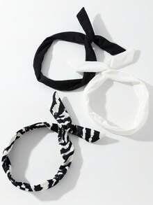 3 件套女士时尚休闲百搭纯色和斑马纹扭纹头带配饰女士围巾秋季发带运动发饰秋季女士头巾瑜伽吸汗带健身发带跑步冬季度假装女士 - 彩色 - 查看 5