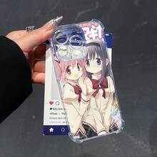 Funda de teléfono SamsungAdorable con temática Y2K que presenta un diseño de una chica de anime japonesa, compatible con los modelos de  16, 15, 14, 13, 12, 11 Pro Max, X, XR, XS Max, 8 y 7 Plus, mostrando una cubierta trasera suave y transparente que es resistente a caídas. - transparente - Ver 1