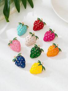 时尚可爱合金珐琅草莓、樱桃、瓢虫、南瓜和蜗牛海星胸针套装情人节情人节礼服配饰别针用于衣服包饰学校办公室配饰衬衫夹克珠宝圣诞节万圣节衣服别针有趣的教师礼物服装配饰包饰 - 彩色 - 查看 2