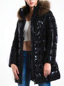 一件絎縫幾何休閒塗層布料拉鍊口袋垂墜抽繩撞色領子棉背心無袖棉夾克女士冬季背心日常旅行學校假期辦公室約會早午餐秋冬春季 - 黑色 - 查看 6