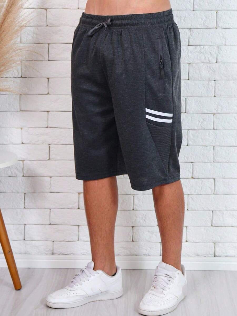 Men's Sweatpants / Zippered Pockets / Elastic Waist - Dark Grey - View 1