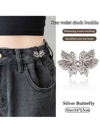 1 pieza Cinturón de cintura de mariposa de alta calidad con hebilla, broche de solapa, adecuado para mujeres, duradero y de moda, clip desmontable, aplicable para vaqueros, faldas, pantalones, accesorios de bolso