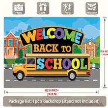 Pancarta plana 2D de bienvenida de vuelta a la escuela, fondo de apertura de la escuela, decoración del primer día de clases, decoración de la fiesta de regreso a la escuela de los estudiantes, adecuada para el aula, la fiesta, la decoración del hogar, la decoración de la temporada de regreso a la escuela, el entorno del aula, la decoración de la oficina, material resistente a la intemperie, decoración navideña, duradera, montaje de eventos, organizador de fiestas